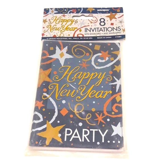 8 Happy New Year’s Party Invitations With Envelopes - Picture 1 of 4